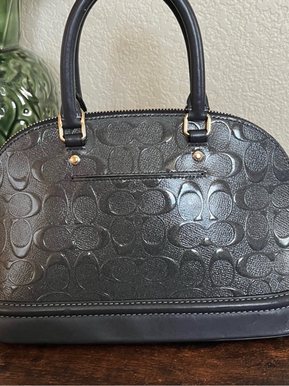 COACH SET Mini Sierra Satchel
Handbag Debossed Patent
Leather, Charcoal - Picture 3 of 5